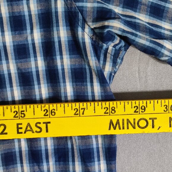 CAT Caterpillar button down shirt men's size XXL white blue check pattern - Picture 9 of 10